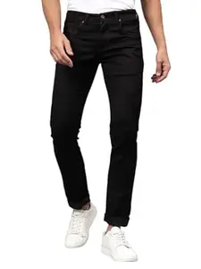 Cantabil Solid Jeans Flat Front Mid Rise Full Length Regular Fit Casual Jeans for Men | Jeans for Mens | Men Full Length Casual Jeans (P_MDNM00552)