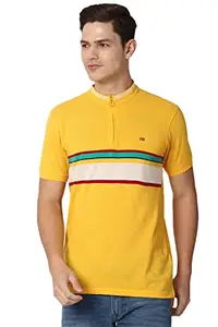 Peter England Men's Slim Polo Shirt (PCKPSSGF332675_Yellow Ochre L)