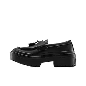 Converse Women Chuck Taylor All Star Lugged Heel Loafer Platform Leather Low Top Sneaker Black