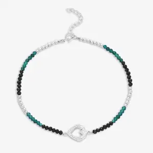 Tweov Stylish 925 Sterling Silver Heart With Multicolor Beads Anklet For Women | Traditional Elegant Jewelry | Lightweight & Comfortable