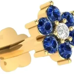 Blue Sapphire Gold-plated plated Sterling Silver Nose Stud