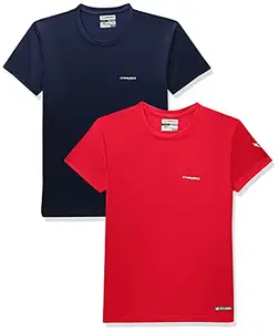 Charged Endure-003 Chameleon Spandex Knit Round Neck Sports T-Shirt Red Size Xs And Charged Energy-004 Interlock Knit Hexagon Emboss Round Neck Sports T-Shirt Navy Size Xs