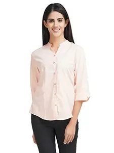 YELLOW PINE Women 3/4 Sleeve Stylish Western Official Formal Shirts for Women Regular fit Shirts for Women (Orange)