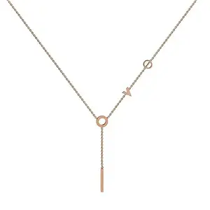 Jewels Galaxy Rose Gold Plated Stainless Steel Love Themed Pendant (CT-PS-48052)