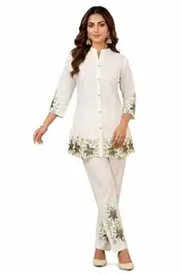 Fashion Secret Women Embroidered Kurti Pant Set | Cotton Ethnic Kurta Set for Women