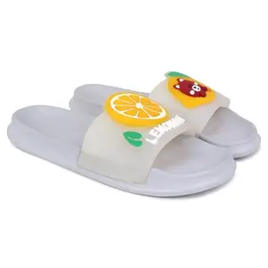 Pampy Angel Lemonade Women's Flip Flops Slides Back Open Household Comfortable Slippers Grey,37 (Euro)