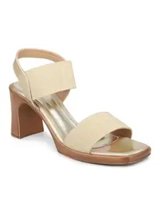 INC.5 Women Gold Embellished Ankle Loop Block Heels