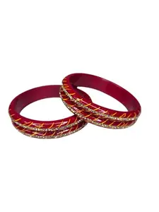 NY LIFESTYLES Women's Traditional Gold Plated Lac Bangles For Daily Use (2.6)