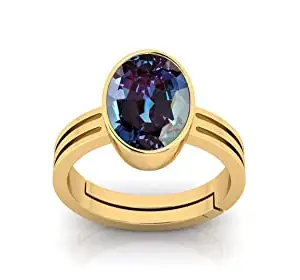 Kirti Sales 15.25 Ratti Color Changing Alexandrite Ring Gold Plated AAA Quality Excellent Shinning Stone Ring Men and Women,s {GGTL Lab - Certified}