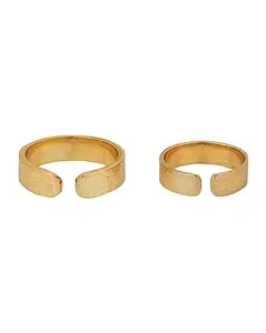 Carlton London 18Kt Gold Plated Couple Band Adjustable Ring
