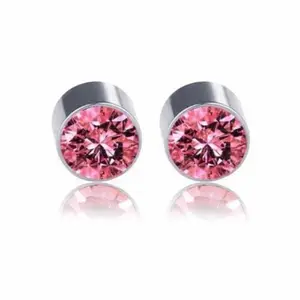 Myginie.in Magnetic Stainless Steel Stud For Unisex 1 Pair Green Colour (Light Pink)