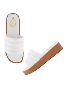 Shoetopia Women's P-97 White Flat Sandal-6 Kids UK (P-97-White)-EU39