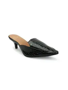 Carlton London Women's Slip On Heel Mules Colour-Black, Size-UK 3