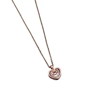 Heart Pendant Necklace with Crystals, Rose Gold Chain, Fashion Jewellery