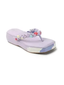ICONICS Women's Slip On Comfortable Sandals for Daily Work Casual Use I ICN-ST-Wn-50 Lavender 3 Kids UK