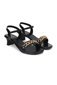 LADOO'S LADDO'S Women Fashion Heels Sandal | Comfortable Fashion Sandal(Block Heel) Collection For Women And Girls (LD-78-Black-5 UK)