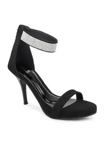 Inc.5 Women Black Embellished Slim Heels With Ankle Loop