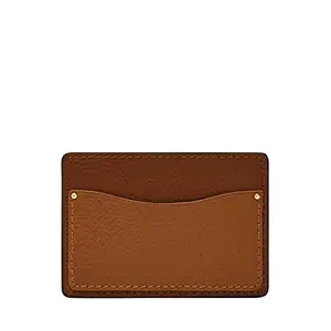 Fossil Men's Leather Minimalist Card Case Front Pocket Wallet, Anderson Brown/Saddle, 4" L x 0.25" W x 2.75" H, Anderson Card Case