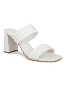 INC.5 Women White Textured Block Heels