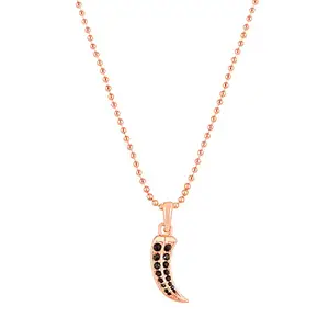 Mahi Rose Gold Plated Claw Shaped Black Crystals Unisex Pendant with Chain (PS1101813ZBla)
