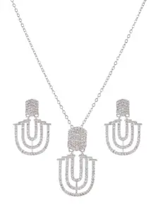 Vita Bella AD Diamond Studed Pendent Set With Earring for Women and Girl (2)
