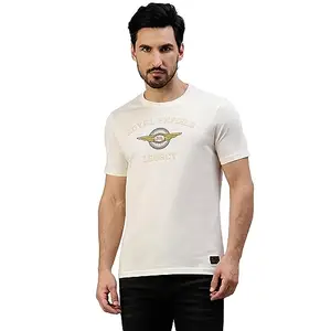 Royal Enfield Men's Regular Fit T-Shirt (TSA230010_Off-White