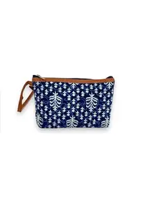 Raang Desi Handmade Ikkat Print Wrist Pouches - Classic & Elegant Super Classic Ikkat Material, Ideal for Makeup & Stationery Storage, Spacious & Stylish with Lovely Colors and Dual Zippers