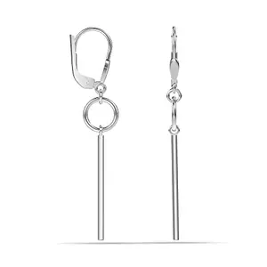 LeCalla 925 Sterling Silver BIS Hallmarked Circle Bar Leverback Drop Dangler Earrings for Women and Girls