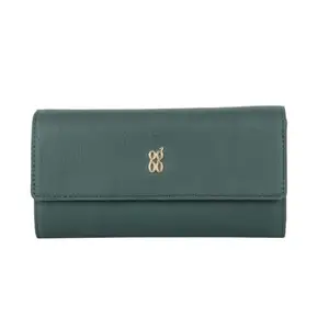 Baggit Women Green Wallet Large Size | Ladies Stylish Purse Bag | Credit Card Money Holder