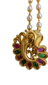 Pearl Chain With Removable Ganesh Pendant (Multicolor)
