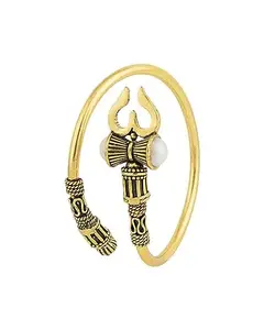 Gold Oxidised Brass SHIVA TRISHUL Kada Designing And Stylish Bracelet For Men And Women (Style 1167)
