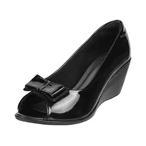 Metro Women Black Wegde Heel Peep Toe UK/7 EU/40 (31-47)
