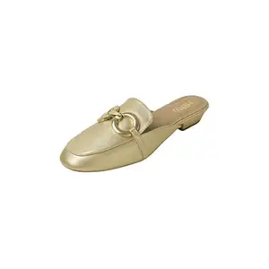 Metro Women's Gold Synthetic Leather Flat Fashion/Ethnic Mule Shoes UK/3 EU/36 (31-770)