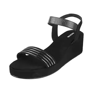 Mochi Mochi Women Black Synthetic Wedge Heel Sandal UK/4 EU/37 (34-9986)