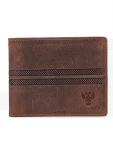 LEISURES Two Fold Genuine Leather Textured Casual Wallet for Men's (Brwon, 4 Card Slots)
