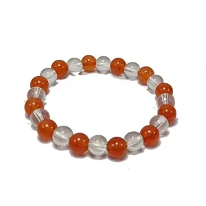 Red carnelian with Clear Crystal Beads Charm stone Bracelet for Reiki Healing and Crystal Healing Stone Bracelet