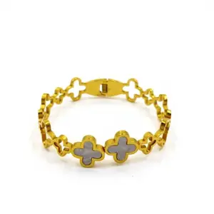 Driara bracelet 051Gold Plated Clover Design Bracelet for Women & Girls | Stylish Adjustable Jewelry | Everyday Bangle