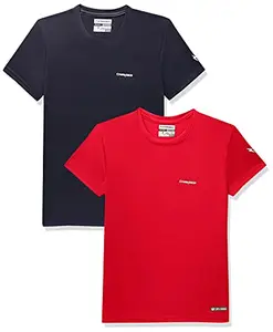 Charged Endure-003 Chameleon Spandex Knit Round Neck Sports T-Shirt Red Size Small And Charged Pulse-006 Checker Knitt Round Neck Sports T-Shirt Navy Size Small