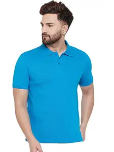 FUNKY GUYS Sky bluepolyster/Cotton Matty Polo Collar Men s Sports Tshirt