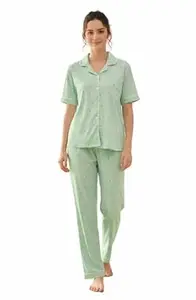 ESSVANE Women's Printed Summer Night Suit with Pocket - Free Size XS to L