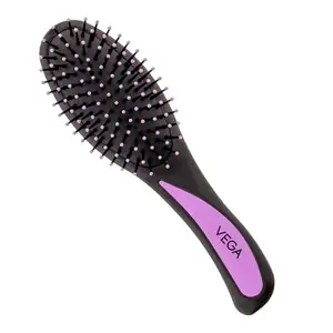 Vega Cushion Hair Brush for Men and Women with Nylon Bristles & Stay Put Ball Tips for Straightening & Grooming (E33-CB)