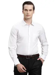 Turtle Men White Slim Fit Dobby Pure Cotton Formal Shirt