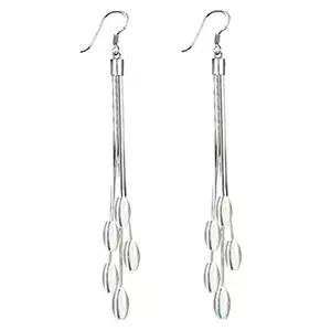 dc jewels Silver Plated Long Silver Earring for Women