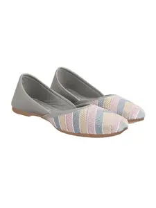 Shoetopia Emberoidered Grey Bellies for Women & Girls /EU37