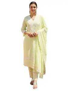 INDO ERA Women Pure Cotton Kurta Set with Dupatta | Festive Suit Set, 10793