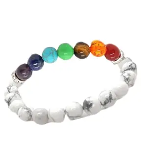 Shircreations Handmade Howlite Healing Crystal Bracelet – 8mm Natural Stone Beads for Calm, Clarity, and Inner Peace – Strechable Bracelet for Men and Women