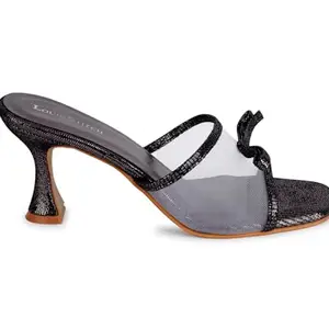 LOUIS STITCH Black Stylish Transparent High Heels Sandal for Women | Pointed Heel Fashionable & Comfortable Sandal | LSOF-LDPH-BWNTJB | UK-3
