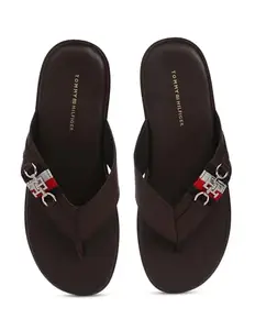 Tommy Hilfiger Men Flat Corporate Leather Sandal Tan 8 Kids UK (S23HMFW075)