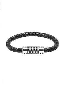 Shining Jewel - By Shivansh Shining Jewel Braided Designer Stainless Steel and Leather Bracelet for Men, Boys (SJ_3388)