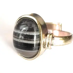 Black Sulemani Hakik Hakeek Akeek Weight 11.25 Gemstone Premium Panch Dhatu Gold Coated adjustable ring For Men And Women
